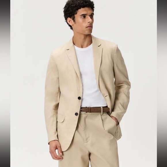 NWT Quince Men's 100% European Linen Blazer in Driftwood - Size Large